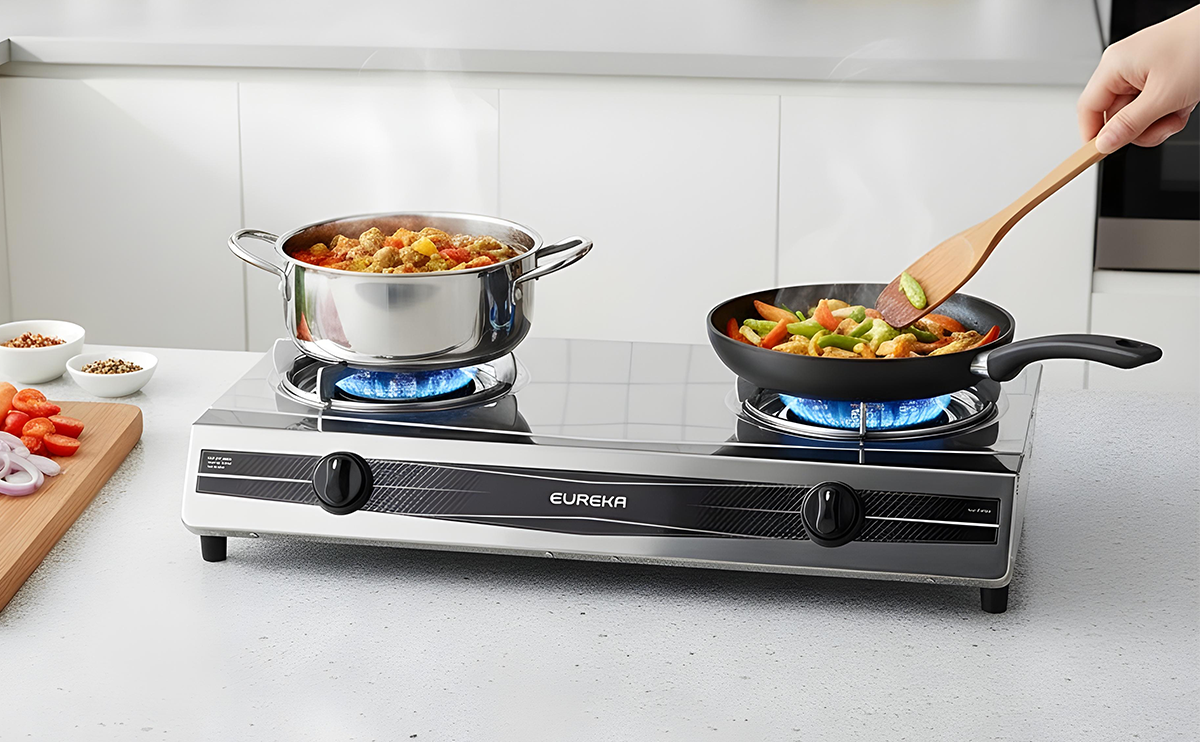 Eureka EGS DB 8PB (8 Power Brass Double Burner Gas Stove)
